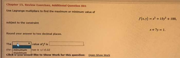 Solved Chapter 15, Review Exercises, Additional Question 001 | Chegg.com
