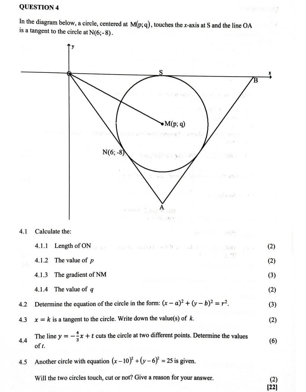 Solved In The Diagram Below, A Circle, Centered At M(p;q), | Chegg.com