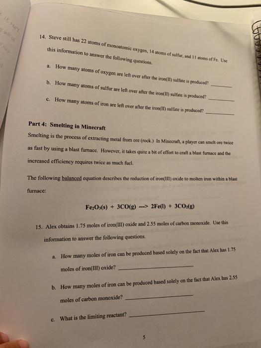 Solved Worksheet 3: Stoichiometry Practice Part 1: The Bake | Chegg.com