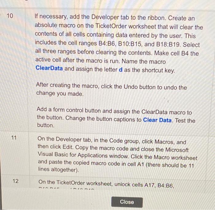 Solved If necessary, add the Developer tab to the ribbon. | Chegg.com