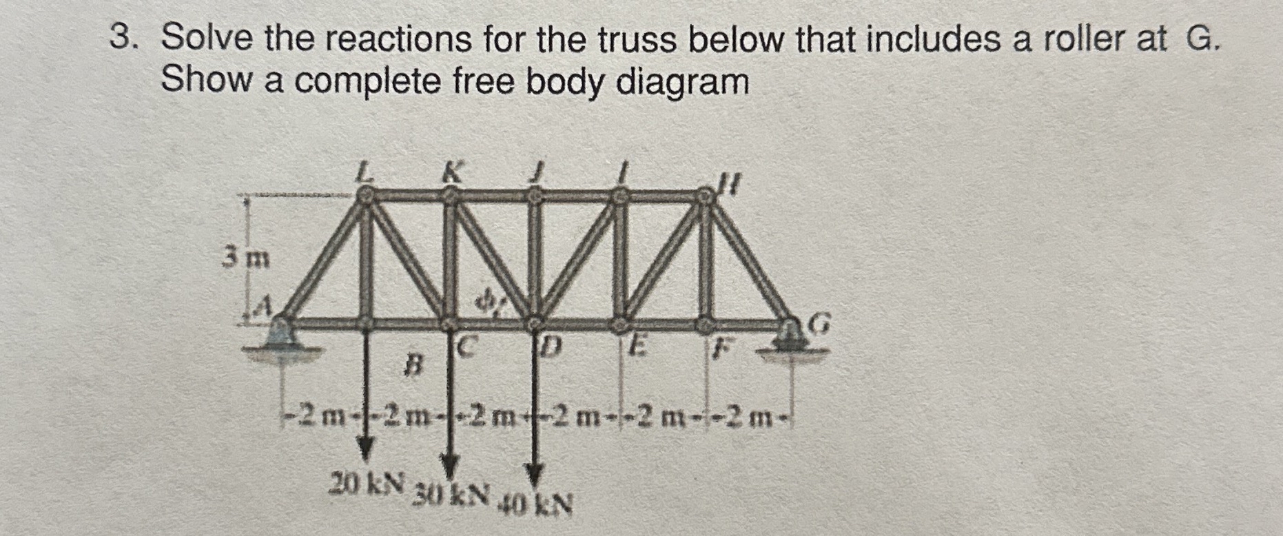 Solved Solve the reactions for the truss below that includes | Chegg.com