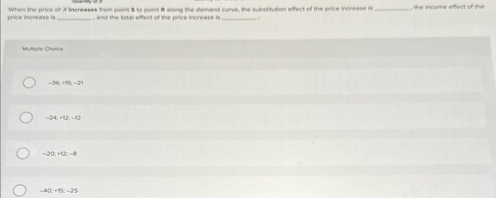 Solved When the price of x ﻿increases from point S ﻿to point | Chegg.com