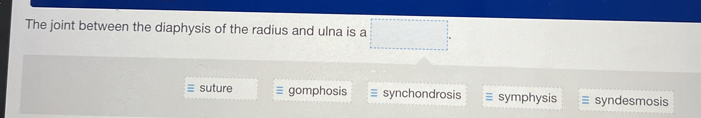 Solved The joint between the diaphysis of the radius and | Chegg.com