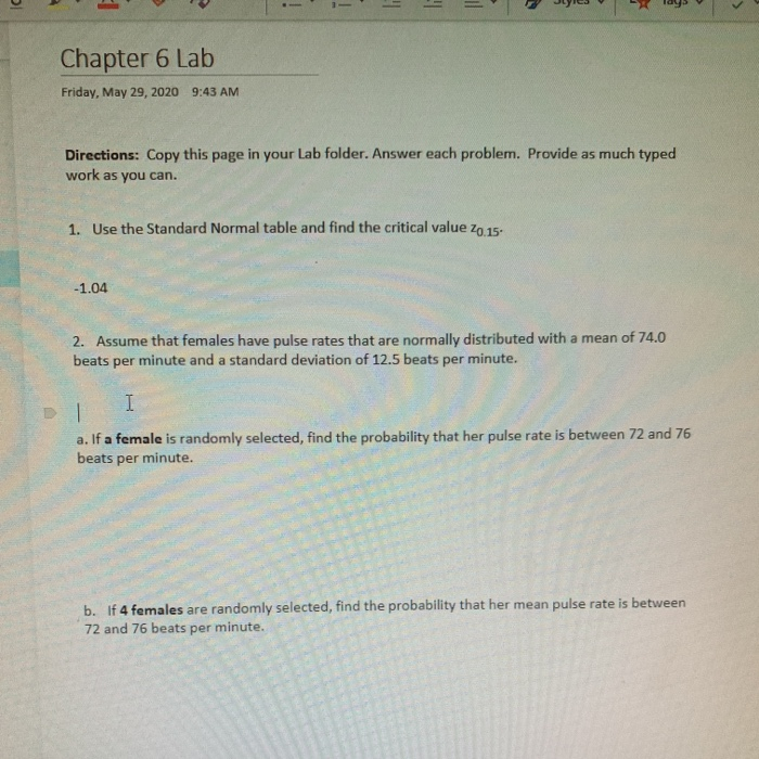 Solved DI > Chapter 6 Lab Friday, May 29, 2020 9:43 AM | Chegg.com