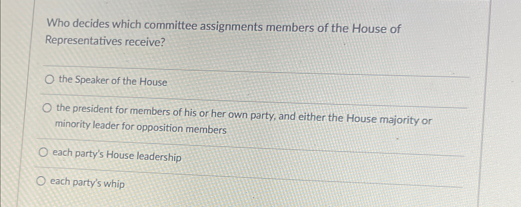 who decides which committee assignments members of house of representatives receive