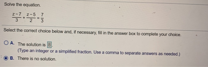 Solved Solve the equation. Select the correct choice below | Chegg.com