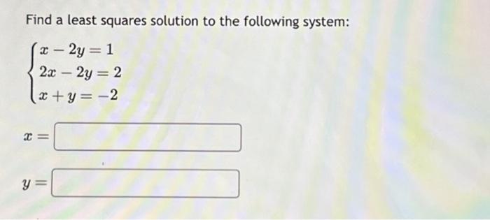 Solved Find a least squares solution to the following | Chegg.com