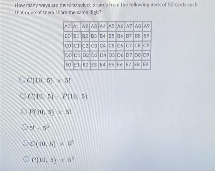 Solved How Many Ways Are There To Select 5 Cards From The | Chegg.com