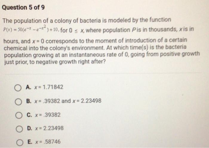 Solved The population of a colony of bacteria is modeled by | Chegg.com