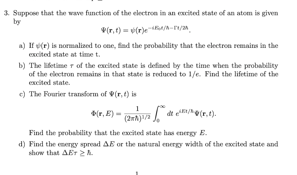 Solved Suppose that the wave function of ﻿the electron in an | Chegg.com
