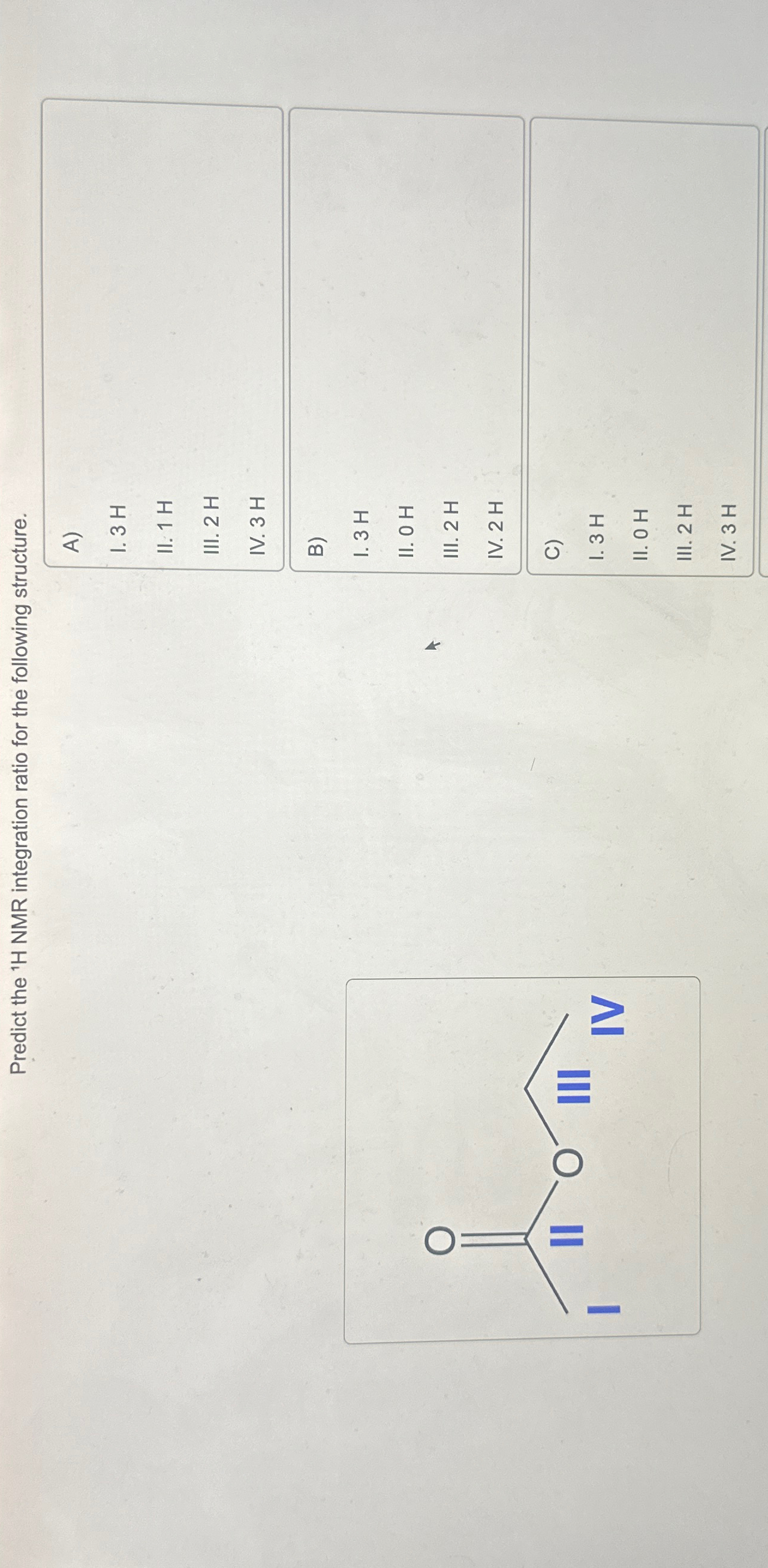 Solved Predict the ?1H ﻿NMR integration ratio for the | Chegg.com