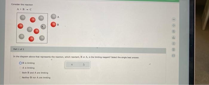 Solved Consider the reaction A+B. A B Part 1 of 2 In the | Chegg.com