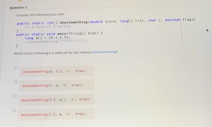 Solved Question 1 Consider the following java code: public | Chegg.com