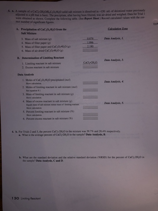 Experiment 8 Pre Laboratory Assignment Limiting Reactant 60+ Pages ...