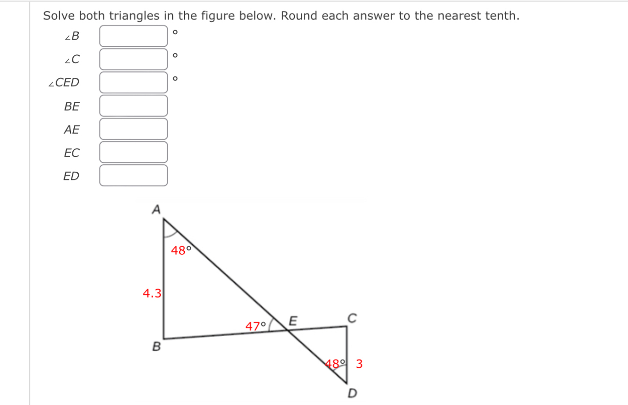 Solved Solve both triangles in the figure below. Round each | Chegg.com