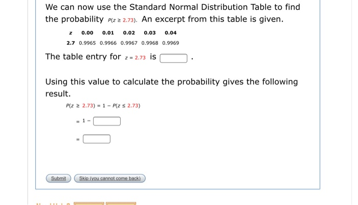 Solved We can now use the Standard Normal Distribution Table | Chegg.com