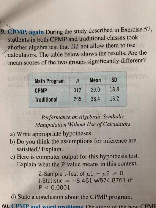 Discovery Problem From Cmp Math Solved 59. CHMP, again During the study described in | Chegg.com