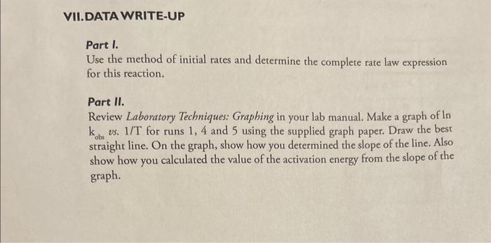 Part I. Use the method of initial rates and determine | Chegg.com