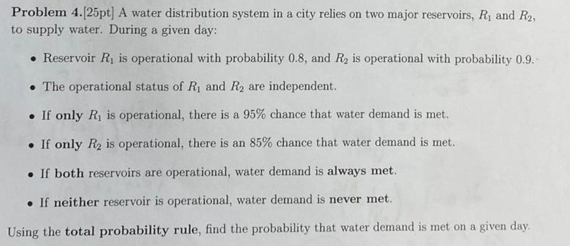 Solved Problem 4.A water distribution system in ﻿a city | Chegg.com