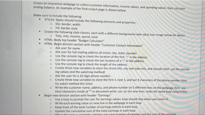 Solved - . O O Create an interactive webpage to collect | Chegg.com
