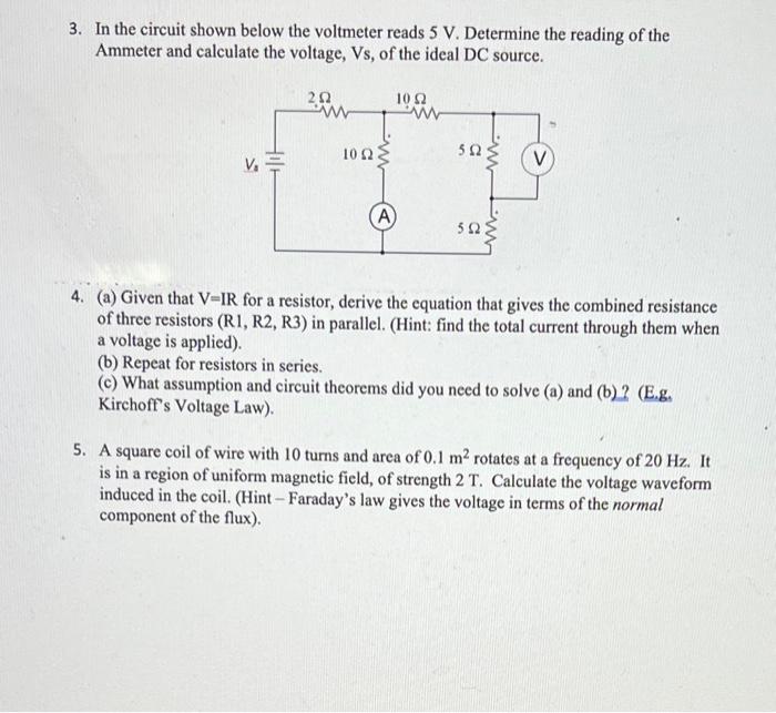Solved In The Circuit Shown In Fig Q2 Determine The Voltmeter Reading