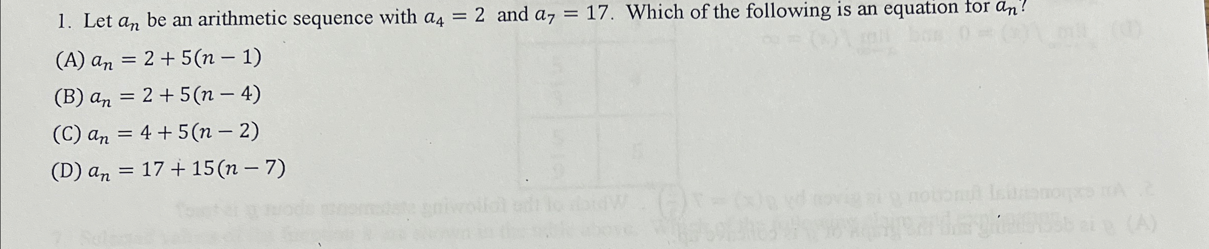 Let an ﻿be an arithmetic sequence with a4=2 ﻿and | Chegg.com