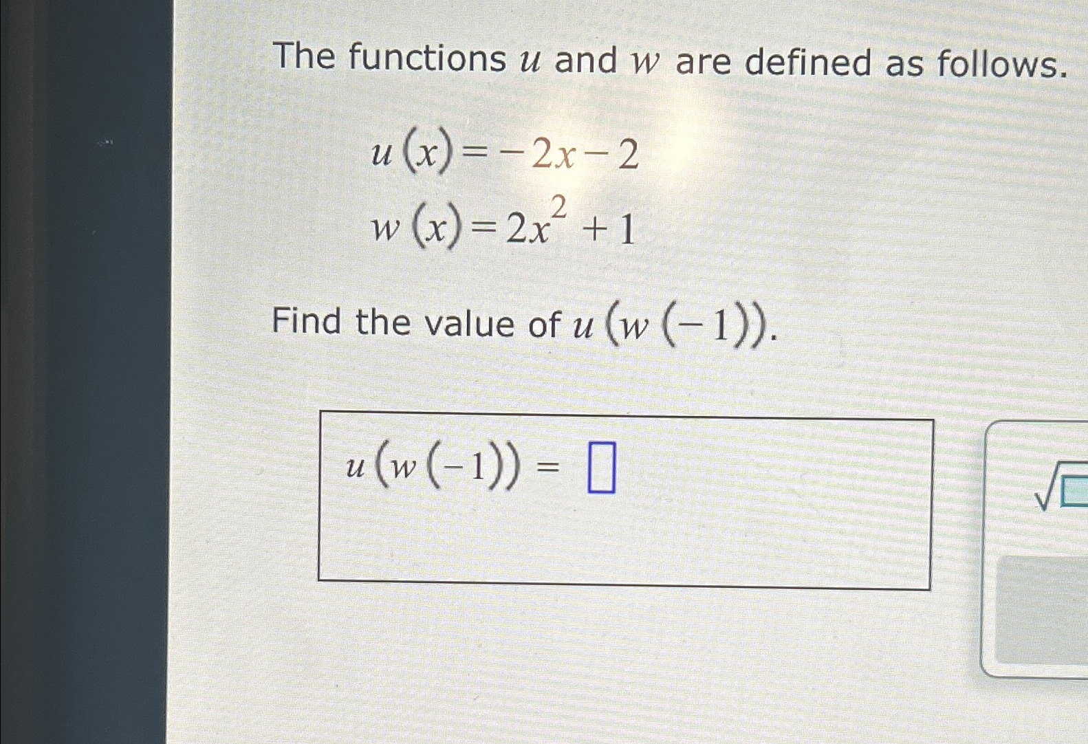 Solved The functions u ﻿and w ﻿are defined as | Chegg.com