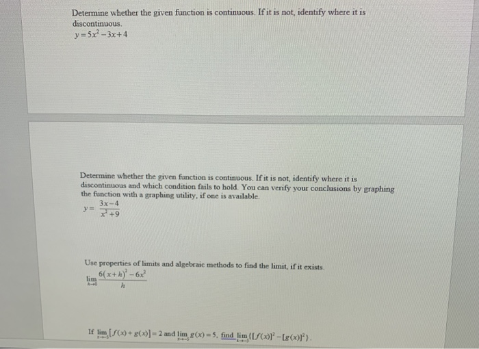 Solved Determine Whether The Given Function Is Continuous. | Chegg.com