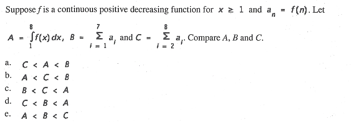 Solved Suppose f is a continuous positive decreasing | Chegg.com