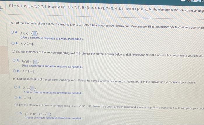 Solved If S={0,1,2,3,4,5,6,7,8,9}, and | Chegg.com