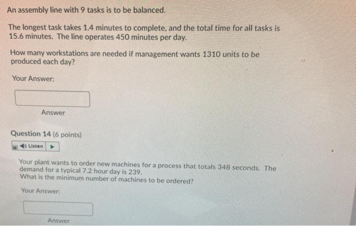 Solved An assembly line with 9 tasks is to be balanced. The | Chegg.com
