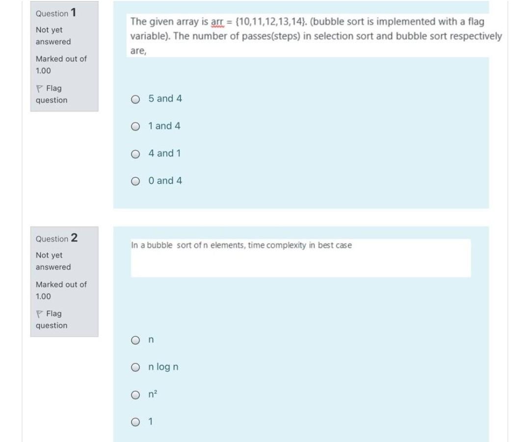 Solved Question 1 Not yet answered The given array is arr = | Chegg.com