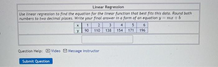 Solved Use linear regression to find the equation for the | Chegg.com