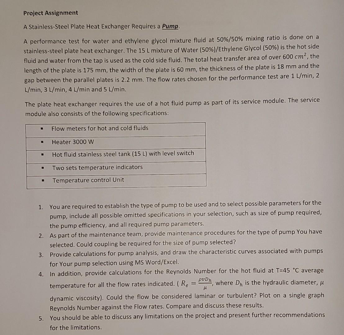 Project Assignment A Stainless-steel Plate Heat 