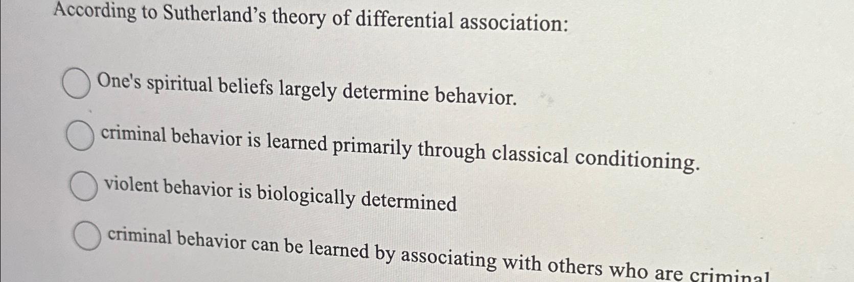 Solved According to Sutherland's theory of differential