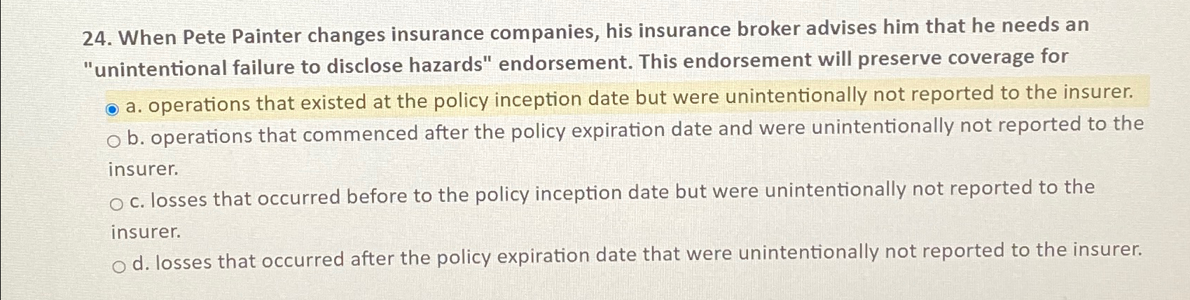 Solved When Pete Painter changes insurance companies, his | Chegg.com