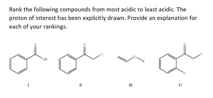 Solved Rank The Following Compounds From Most Acidic To | Chegg.com