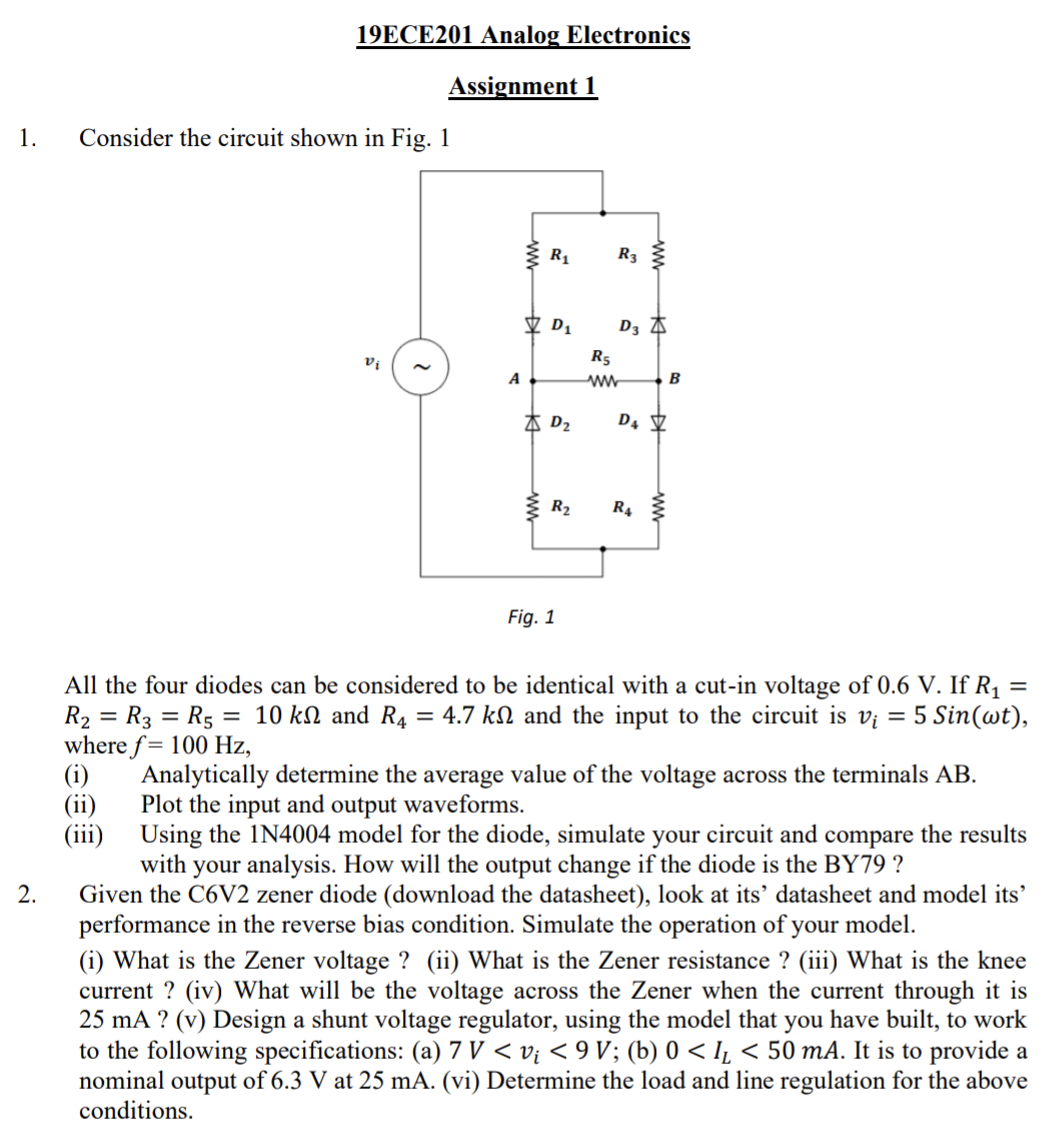 Solved 1. Consider the circuit shown in Fig. 1 Fig. 1 All | Chegg.com