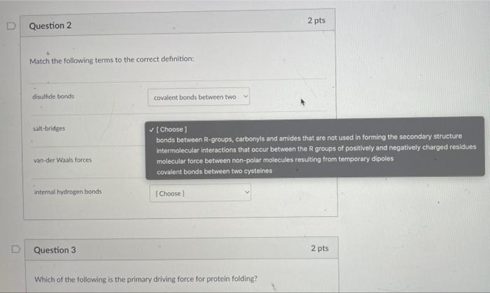 Solved 2 pts Question 2 Match the following terms to the | Chegg.com