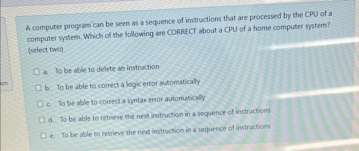 Solved A computer program can be seen as a sequence of | Chegg.com