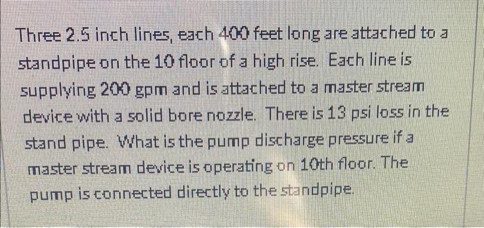 Solved Each line is a 2.5 inch fire hose. The coefficient | Chegg.com