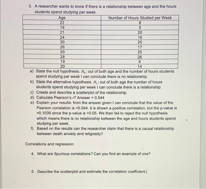 Solved 3. A researcher wants to know if there is a | Chegg.com