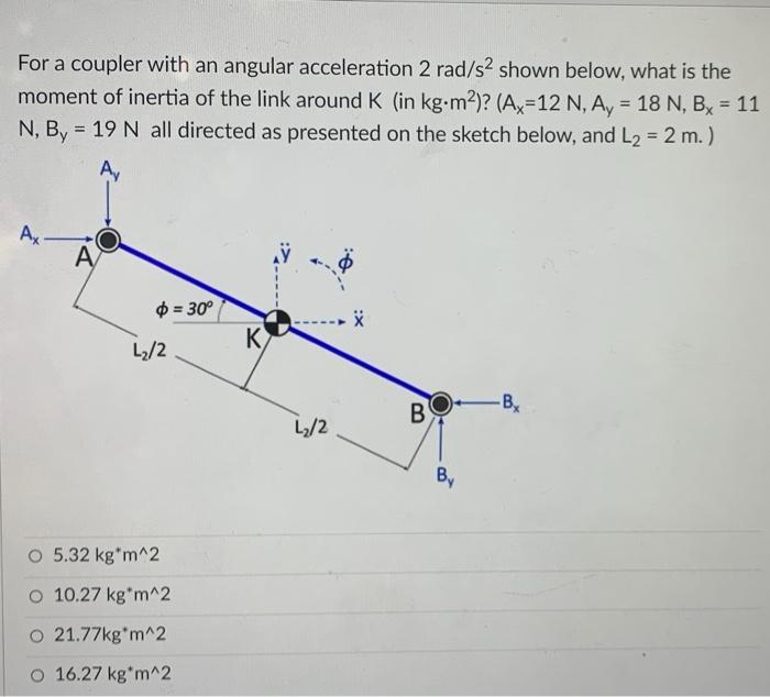 For a coupler with an angular acceleration 2 rad/s2 | Chegg.com