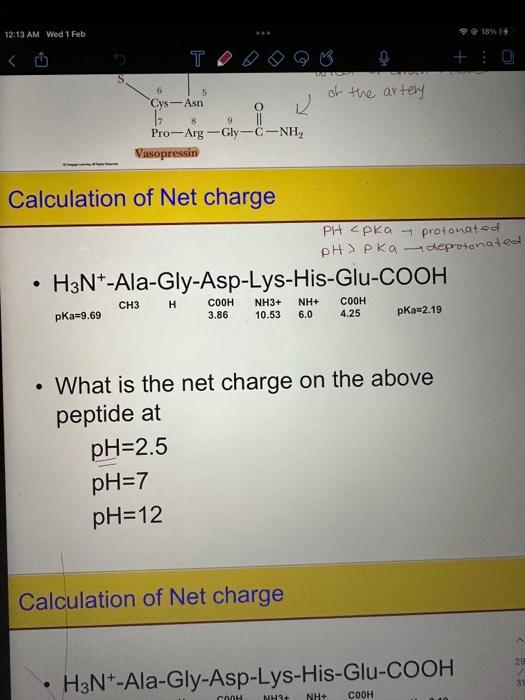 Solved Calculation of Net charge pH