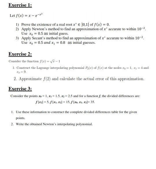 Solved Exercise 1 Let F X X E X2 1 Prove The