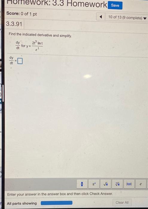 Solved eWork: 3.3 Homework Save Score: 0 of 1 pt 10 of 13 (9 | Chegg.com