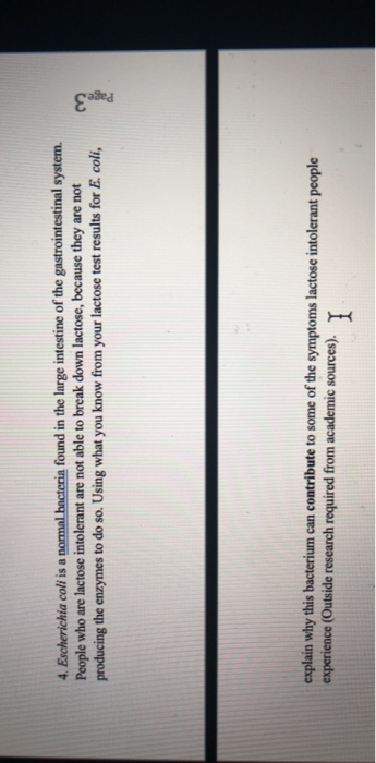 Solved 4. Escherichia coli is a normal bacteria found in the | Chegg.com