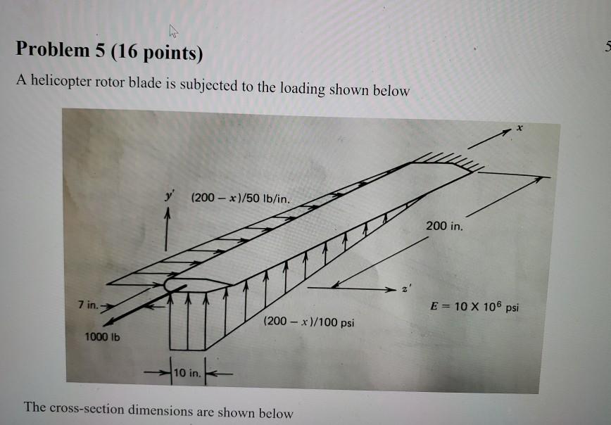 Problem 5 (16 points) A helicopter rotor blade is | Chegg.com