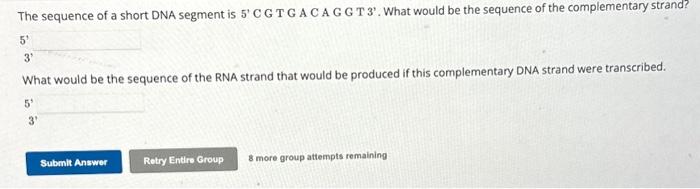 Solved The sequence of a short DNA segment is | Chegg.com