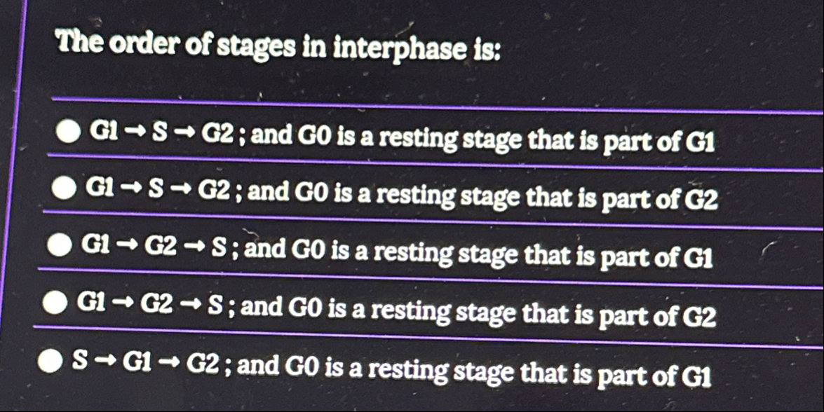 Solved The order of stages in interphase is: C1→S→C2; and | Chegg.com